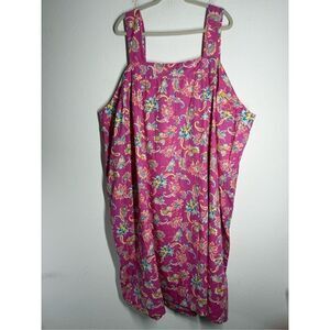 Dreams & Co Sleepwear Pajama Dress Womens Plus Size Pink Floral Midi Size 5X